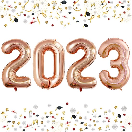 NYSETC   新年玫瑰金色數字氣球2023