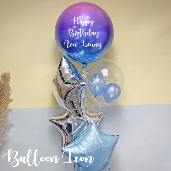 Blue007   藍色生日4D氣球束