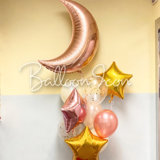 BPmoon002    玫瑰金月亮氣球束