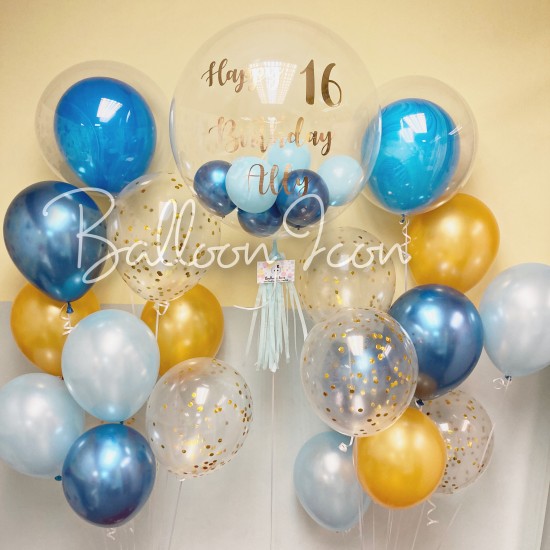 blue002   藍色生日水晶氣球束