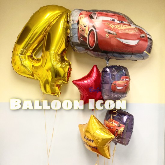 NBCars01 反斗車王生日數字氣球束