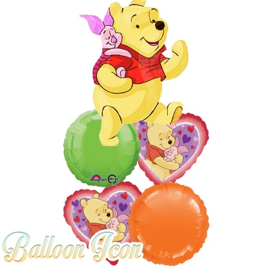 BQ22924 小熊維尼及豬仔氣球束 (可+$55 加自選訊息係淨色氣球上)