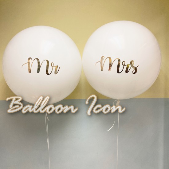WL001 白色婚禮大乳膠氣球套裝 (金色字)