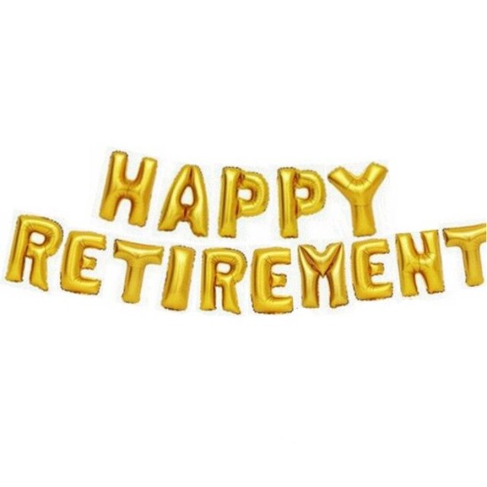 14GRE   14吋金色退休快樂字母氣球套裝Happy Retirement