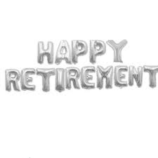14SRE   14吋銀色退休快樂字母氣球套裝Happy Retirement
