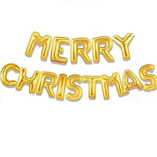 14GXMAS    14吋聖誕金色細字母氣球MERRY CHRISTMAS套裝