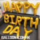 14LEHBD(NG)    14吋新金色生日快樂字母鋁膜氣球套裝