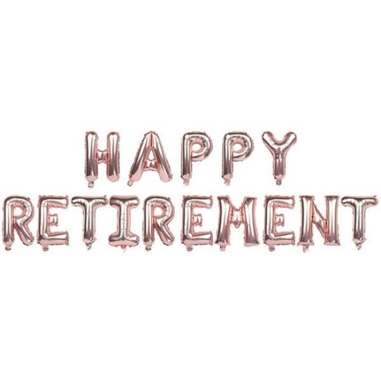 14RGRE   14吋玫瑰金退休快樂字母氣球套裝Happy Retirement