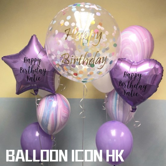 BPBA    生日水晶粉紫氣球套裝
