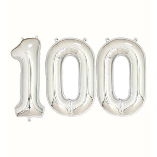 BPSN100   36吋銀色大數字氣球套裝100