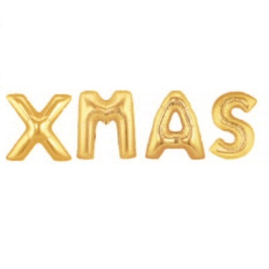 GXMAS    36吋聖誕金色大字母氣球XMAS套裝