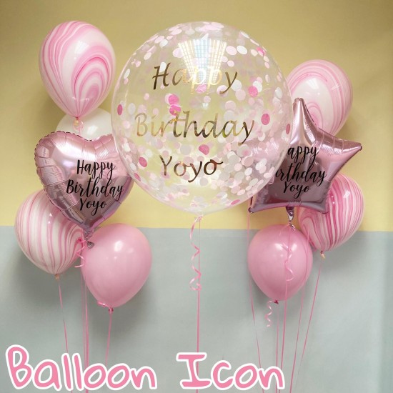 Pink002   生日水晶粉紅氣球套裝