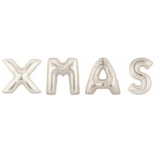 SXMAS    36吋聖誕銀色大字母氣球XMAS套裝