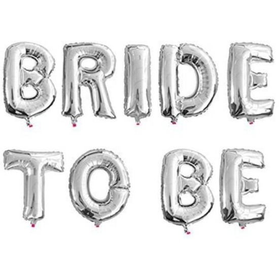 14SLPBTB   14吋銀色準新娘字母鋁膜氣球套裝BRIDE TO BE 