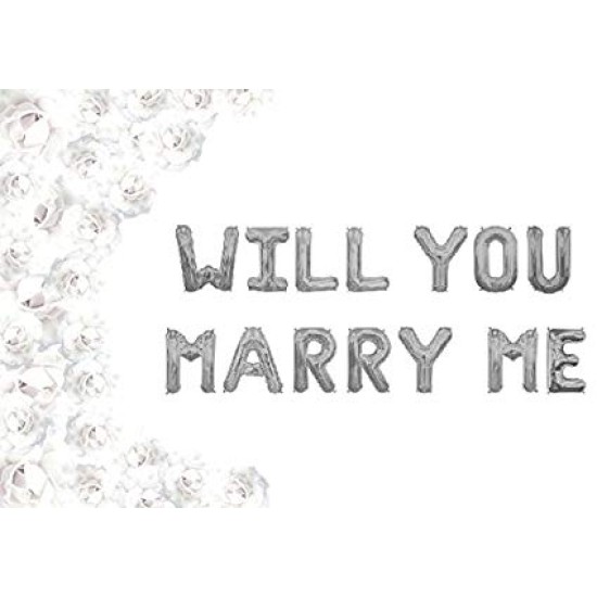 14PSmarryme 14吋銀色<WILL YOU MARRY ME> 求婚字母氣球套裝