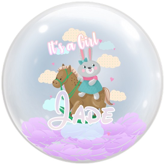 BB10 It's a Girl 兔仔水晶氣球