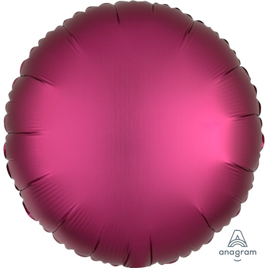 36827     18吋Satin Luxe™啞色系紅石榴色圓形鋁膜氣球