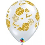 55248 11吋金色透明Love玫瑰乳膠氣球 