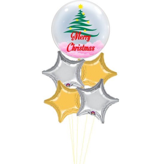 B011 Christmas Template With Foil Star Bouquet 聖誕水晶鋁膜氣球套裝