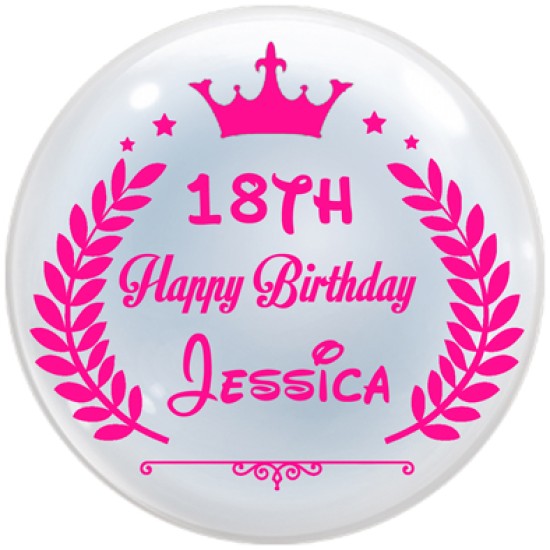 T019    24吋生日公主粉紅水晶氣球