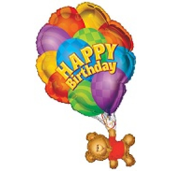 17599	34'' Happy Birthday Bear With Balloons 
