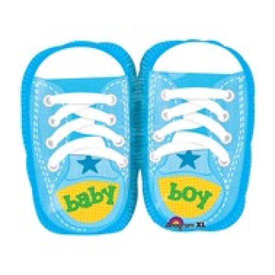 28816	22" Baby Boy Sporty Blue Kicks Mylar Balloon 寶寶型仔粉藍波鞋大氣球