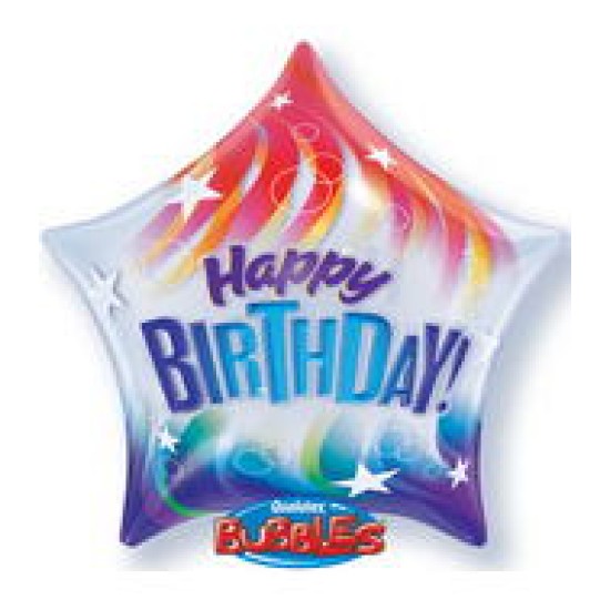 36767	22" Birthday Colourful Stripes Plastic Bubble Balloons 