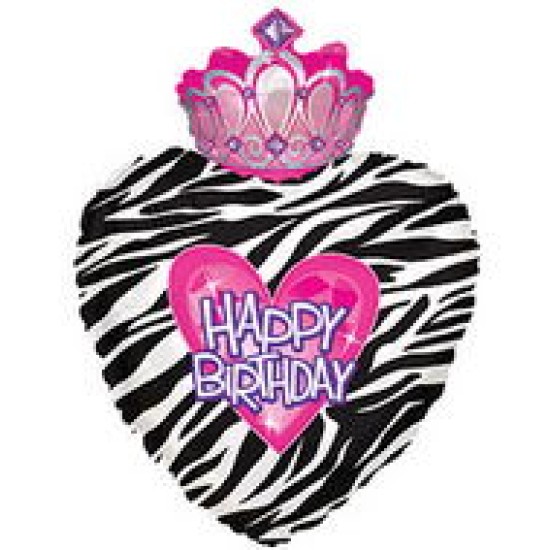 434050	30" Happy Birthday Day Zebra Princess Crown 	