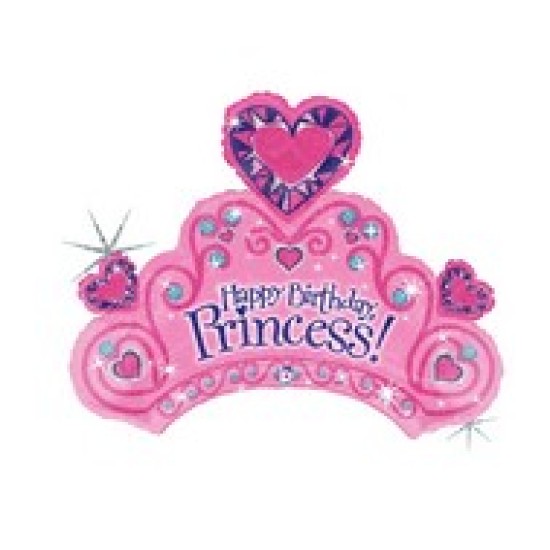 85589	34" Holographic Shape Balloon Happy Birthday Princess 