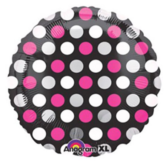 15084         18吋粉紅白色波點圓形鋁膜氣球