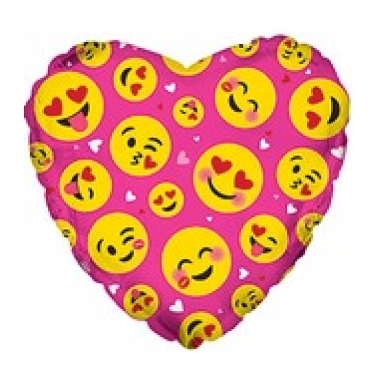 214074	17" Smile Faces Emoji Pink Foil Balloon 