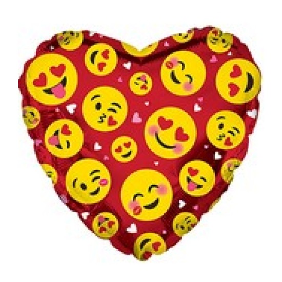 214075	17" Smile Faces Emoji Red Foil Balloon 