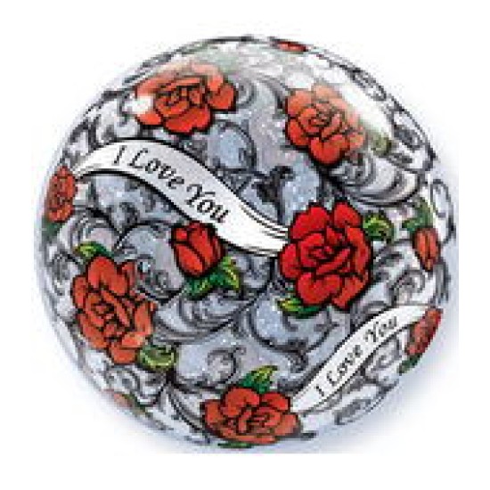 27405	22" I Love You Red Rose Filigree Plastic Bubble Balloons 