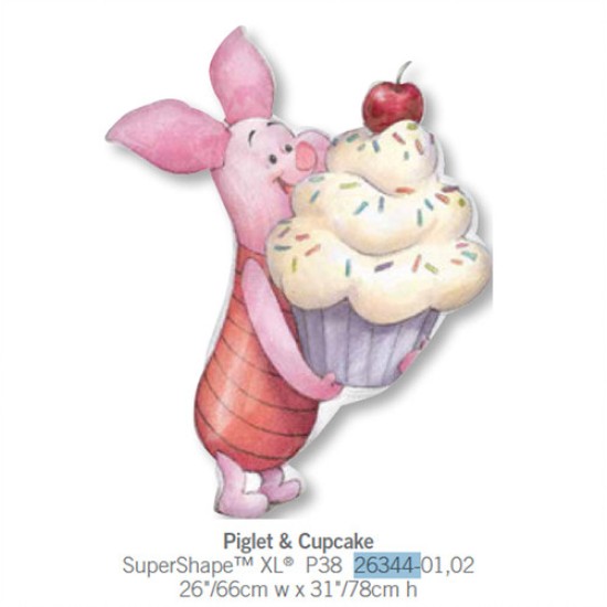 26344        31" Piglet & Cupcake 小熊維尼豬仔蛋糕氣球