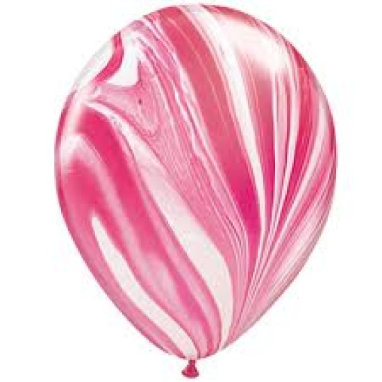 43808 11"Red and White super Agate Latex Balloon 11吋紅白色彩紋橡膠氣球