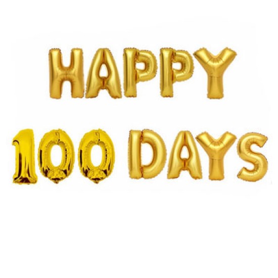 14" Gold Balloonn package Happy 100 Days 金色百日宴字母氣球套裝