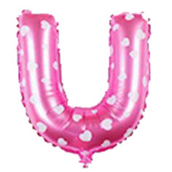 14吋細粉紅色字母鋁膜氣球U