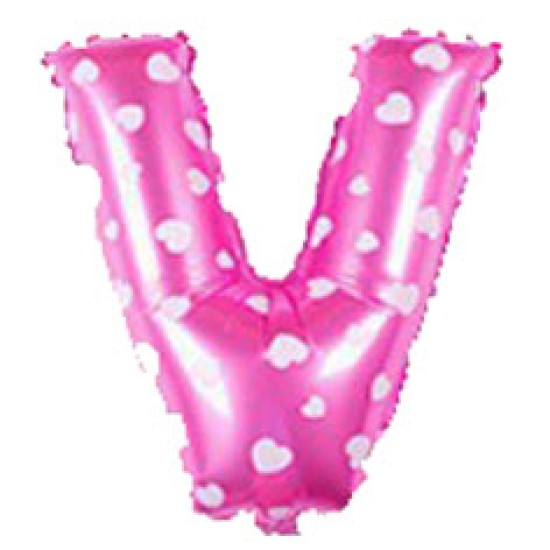 14吋細粉紅色字母鋁膜氣球V