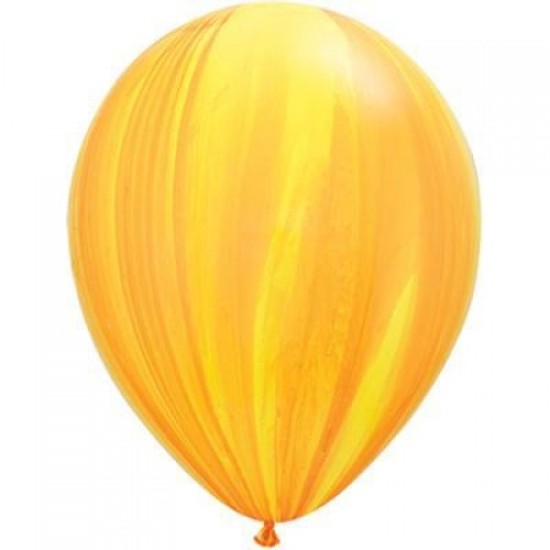 91541 11"Yellow Orange Rainbow Super Agate Latex Balloon 11吋橙黃色彩紋橡膠氣球