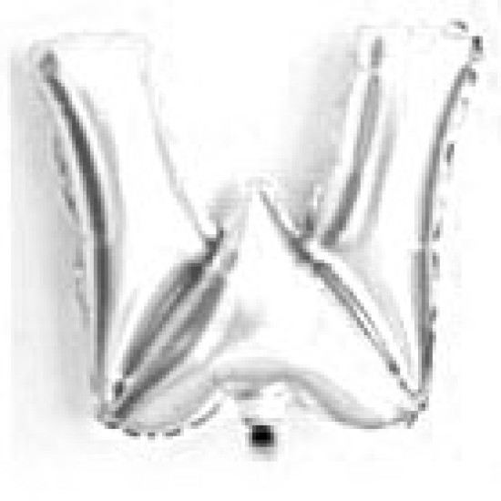 14" Silver Letter Balloon W 細銀色字母氣球 W 