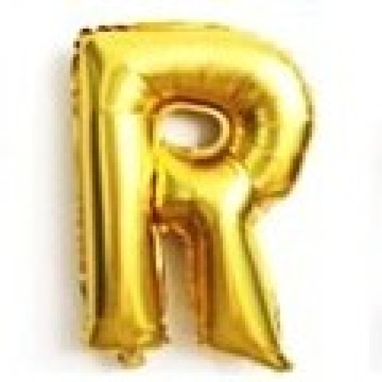 14GLR     14吋細金色字母氣球R 