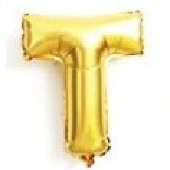 14" Gold Letter Balloon T 細金色字母氣球 T 