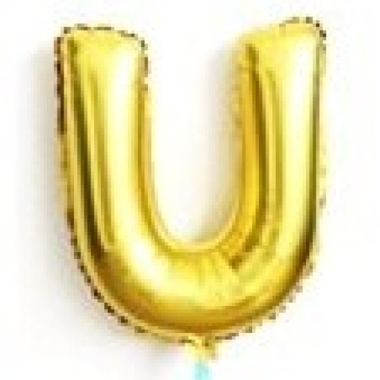 14" Gold Letter Balloon U 細金色字母氣球 U 