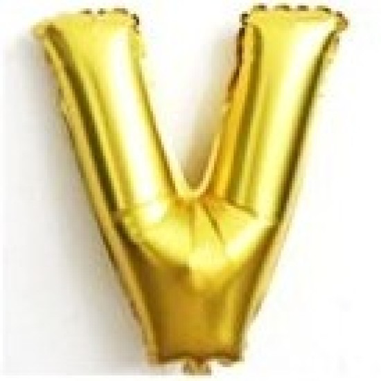 14" Gold Letter Balloon V 細金色字母氣球 V