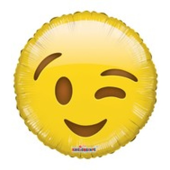 35360	18" Smiley Wink Balloon Emoji 