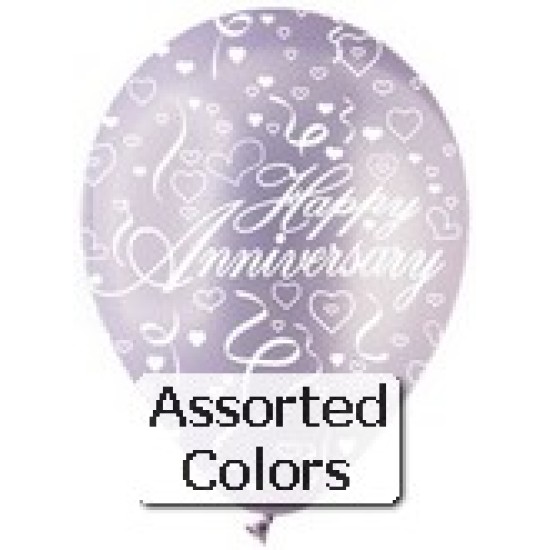 950034	12" Pastel Assorted "Happy Anniversary" Latex