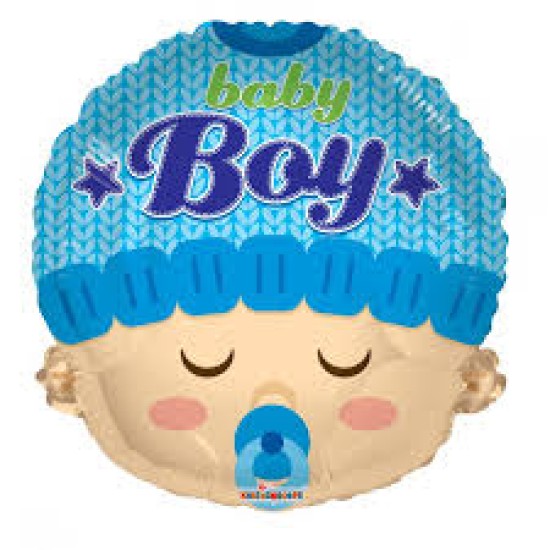 19609-18 18" Baby Boy Head Shape Mylar Balloon 可愛寶寶熟睡生日百日宴氣球 (男仔)