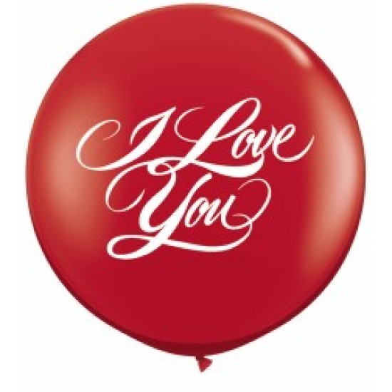 32521     11" Round I Love You Script Latex Balloon