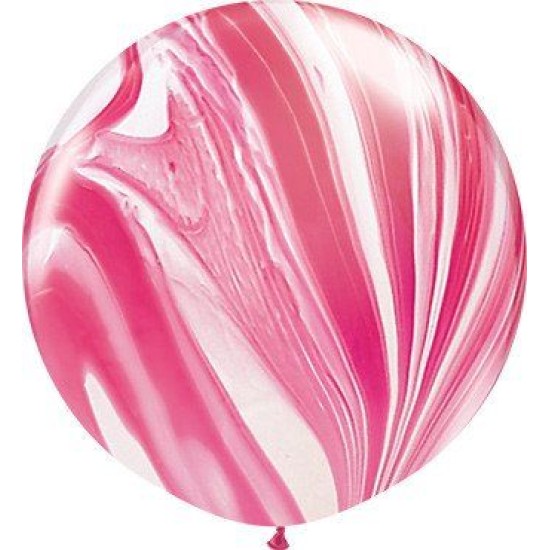 55379     30吋紅白色大理石紋大圓形乳膠氣球
