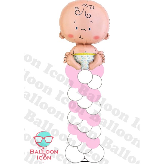 C000004 Baby Girl Balloon Column 百日宴BB女氣球柱
